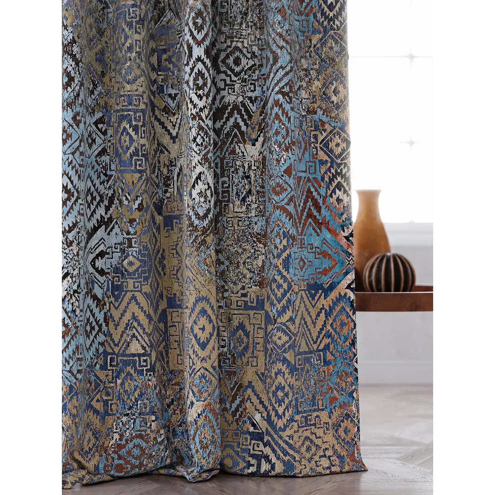 Фото 2 Штора на ленте At Home Лормиант 150x250 см габардин цвет синий/коричневый/голубой AA548070 Фото 2 Штора на ленте At Home Лормиант 150x250 см габардин цвет синий/коричневый/голубой AA548070