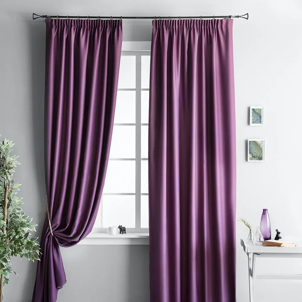 Фото 2 Комплект штор на ленте At Home Блэквуд 140x270 см блэкаут цвет фиолетовый AA205746