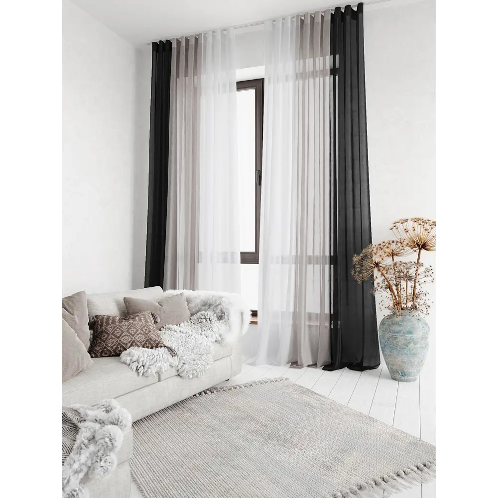 Фото 4 Тюль на ленте At Home Лоцион 300x250 см вуаль цвет белый/серый/черный AA131009 Фото 4 Тюль на ленте At Home Лоцион 300x250 см вуаль цвет белый/серый/черный AA131009
