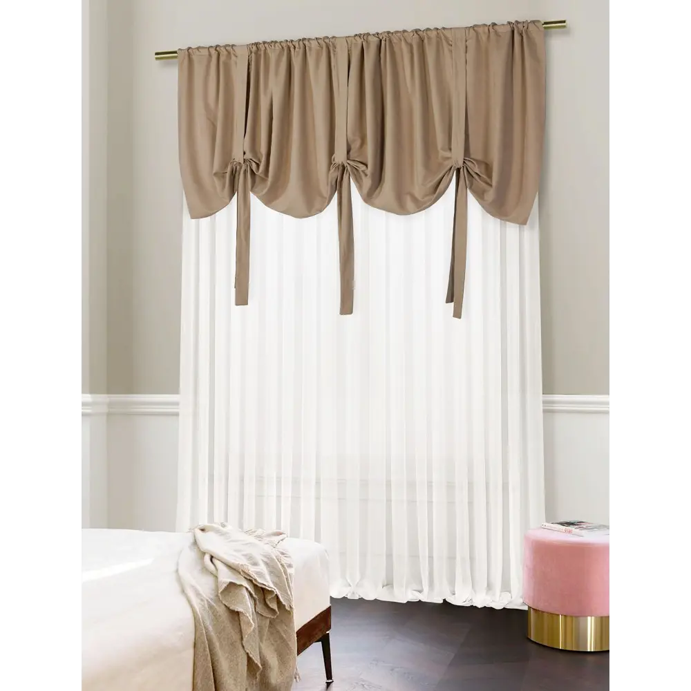 Фото 2 Комплект штор на ленте At Home Ламбрус 500x290 см вуаль цвет коричневый AA206600 Фото 2 Комплект штор на ленте At Home Ламбрус 500x290 см вуаль цвет коричневый AA206600