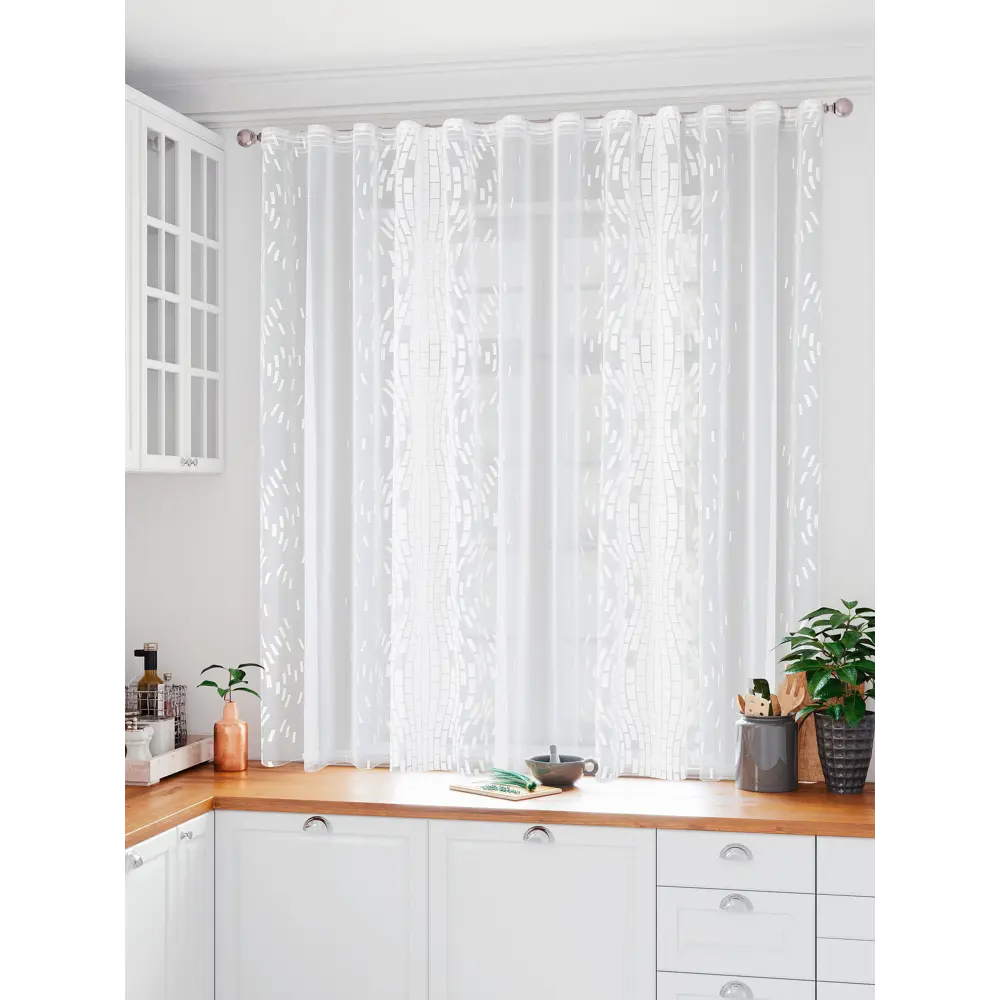 Фото 4 Тюль на ленте At Home Анутин 300x180 см вуаль цвет белый AA134004