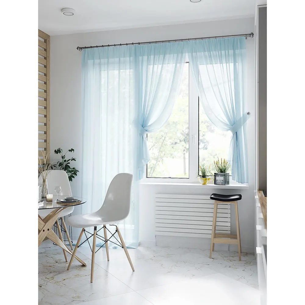 Фото 2 Тюль на ленте At Home Лурано 150x260 см вуаль цвет голубой AA206726-260 Фото 2 Тюль на ленте At Home Лурано 150x260 см вуаль цвет голубой AA206726-260