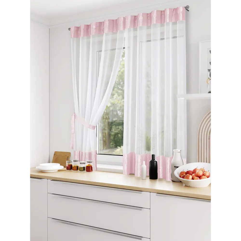 Фото 2 Тюль на ленте At Home Матея 140x180 см вуаль цвет розовый AA207503 Фото 2 Тюль на ленте At Home Матея 140x180 см вуаль цвет розовый AA207503