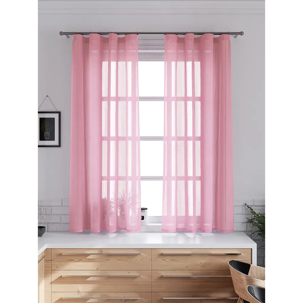 Фото 2 Тюль на ленте At Home Шеврин 145x175 см вуаль цвет розовый AA207164 Фото 2 Тюль на ленте At Home Шеврин 145x175 см вуаль цвет розовый AA207164