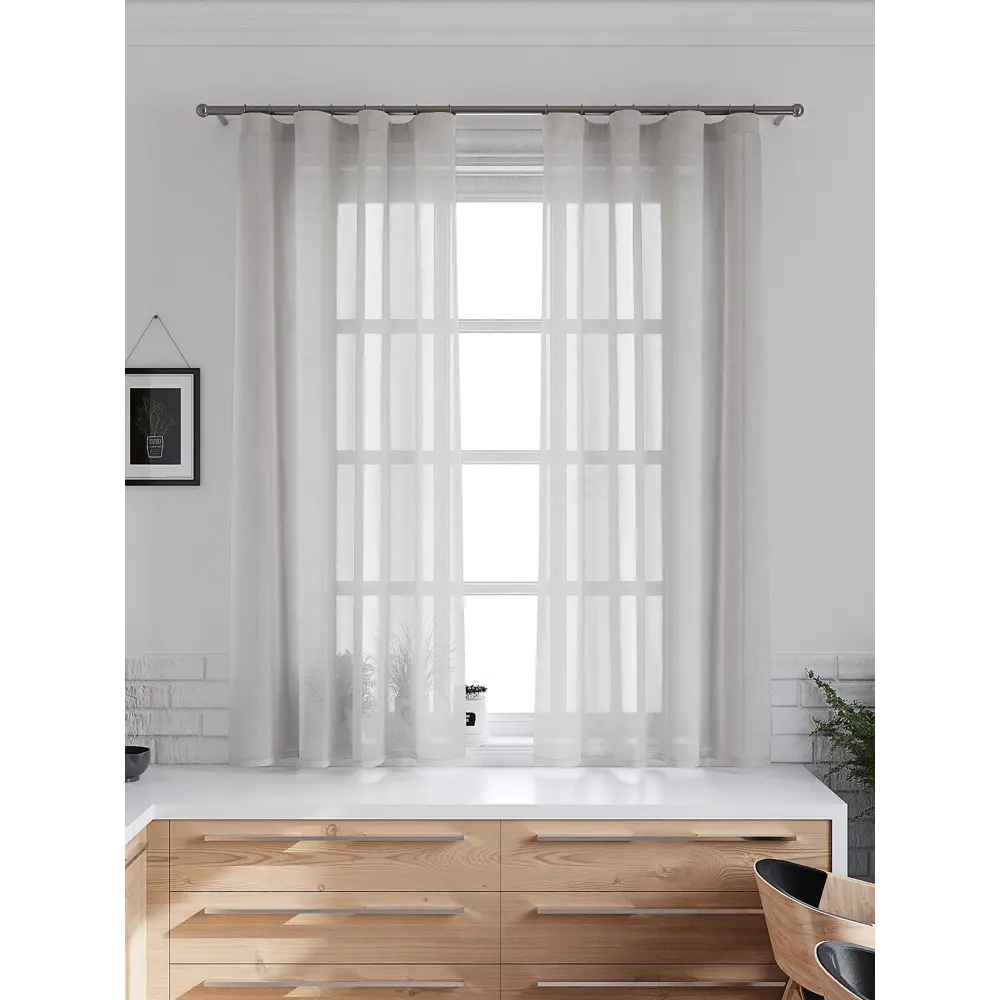 Фото 3 Тюль на ленте At Home Юнис 145x160 см вуаль цвет черный AA124212 Фото 3 Тюль на ленте At Home Юнис 145x160 см вуаль цвет черный AA124212