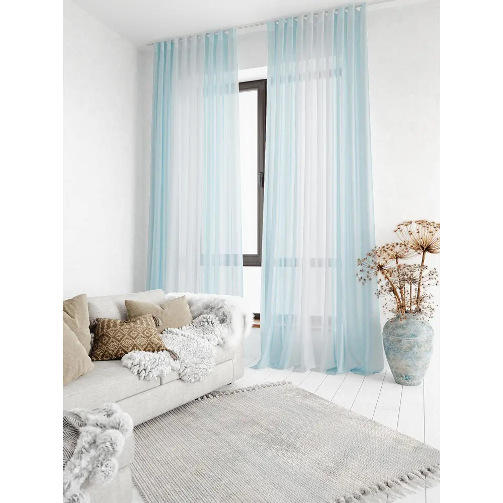 Фото 3 Тюль на ленте At Home Лаури 300x230 см вуаль цвет синий/голубой AA206688-230