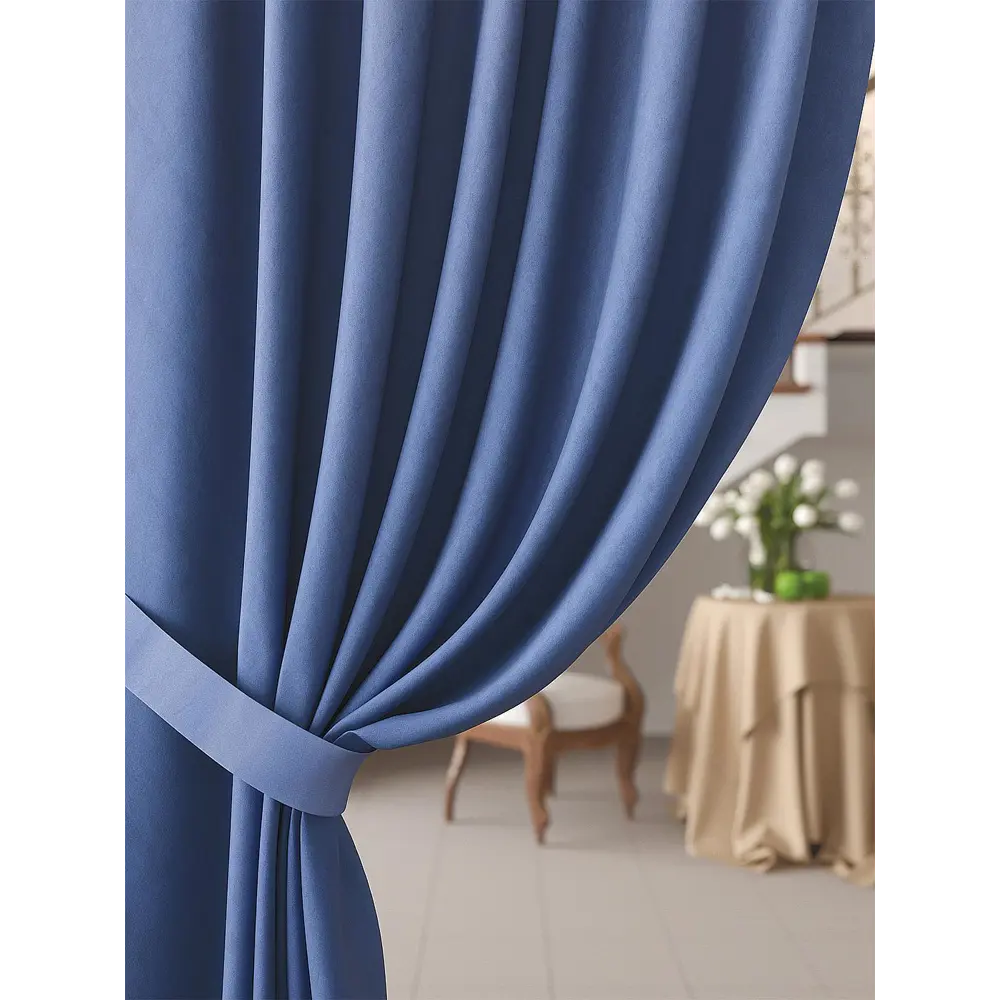 Фото 4 Комплект штор на ленте At Home Клеорис 150x260 см габардин цвет голубой AA919049 Фото 4 Комплект штор на ленте At Home Клеорис 150x260 см габардин цвет голубой AA919049