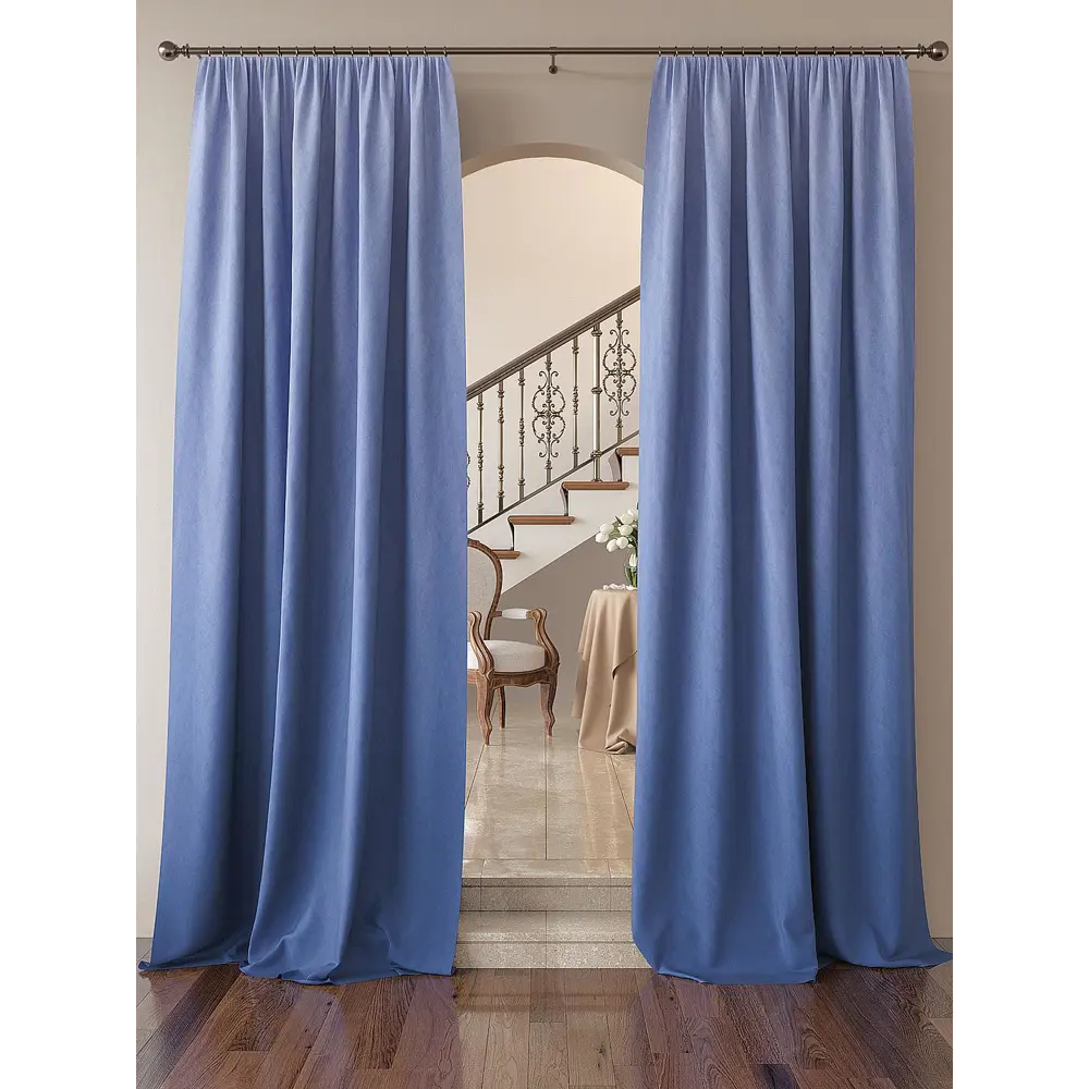 Фото Комплект штор на ленте At Home Клеорис 150x260 см габардин цвет голубой AA919049 Фото Комплект штор на ленте At Home Клеорис 150x260 см габардин цвет голубой AA919049