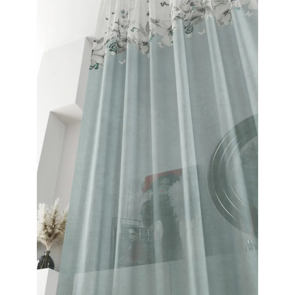 Фото 4 Тюль на ленте At Home Ливартис 150x250 см вуаль цвет голубой/черный/бирюзовый AA588100