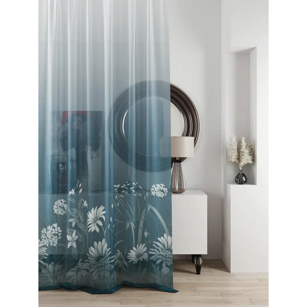 Фото Тюль на ленте At Home Ливартис 150x250 см вуаль цвет голубой/черный AA588077 Фото Тюль на ленте At Home Ливартис 150x250 см вуаль цвет голубой/черный AA588077