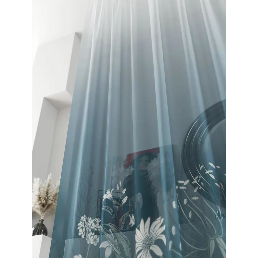 Фото 4 Тюль на ленте At Home Ливартис 150x250 см вуаль цвет голубой/черный AA588077 Фото 4 Тюль на ленте At Home Ливартис 150x250 см вуаль цвет голубой/черный AA588077