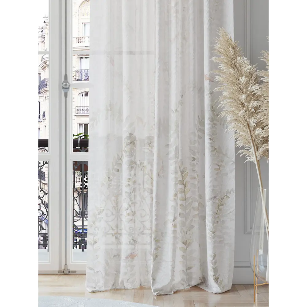 Фото 3 Тюль на ленте At Home Флонотирс 150x260 см вуаль цвет серебристый/серый/черный AA542200