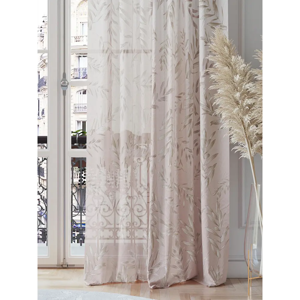 Фото 3 Тюль на ленте At Home Рифернор 150x260 см вуаль цвет белый/коричневый AA542150