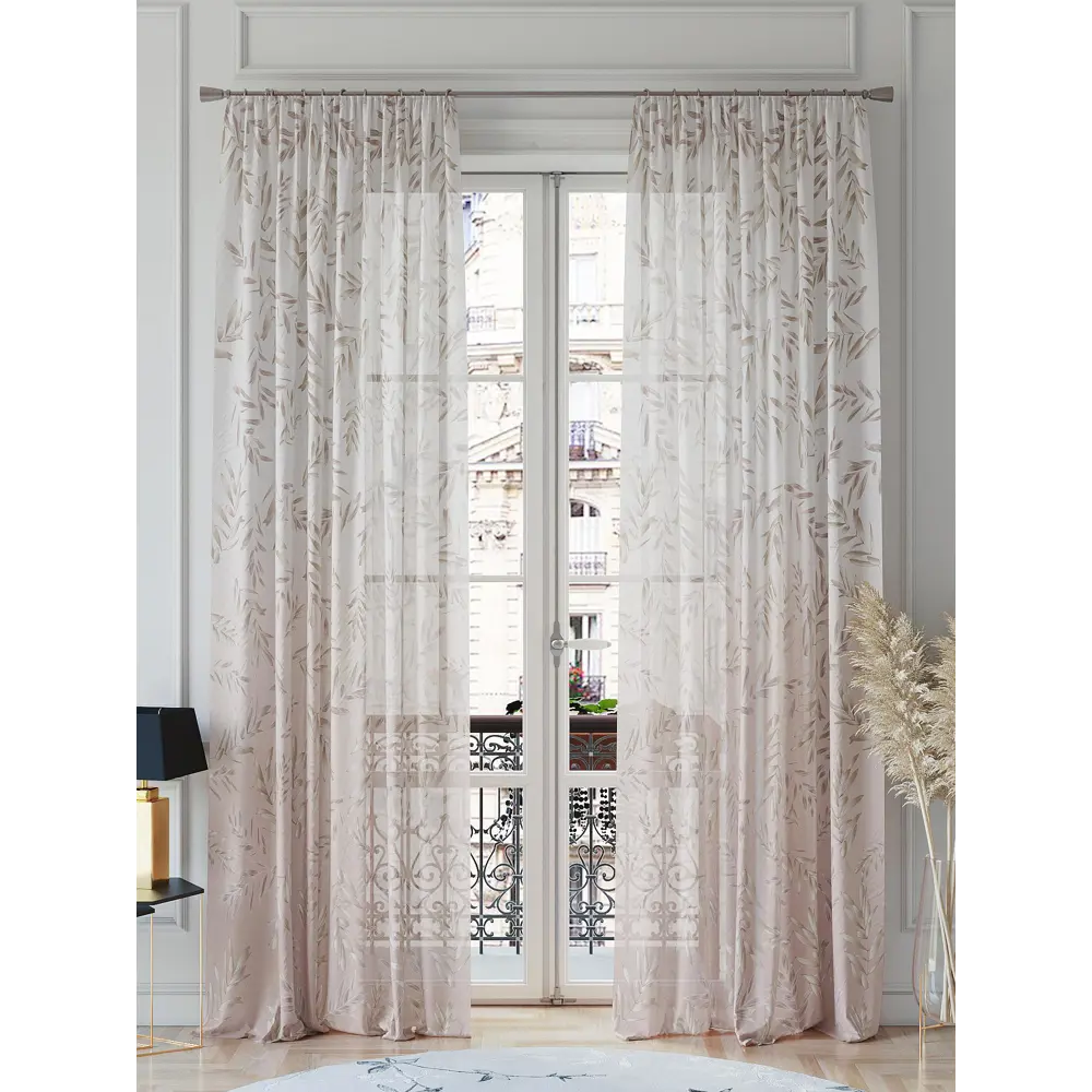 Фото 2 Тюль на ленте At Home Рифернор 150x260 см вуаль цвет белый/коричневый AA542150