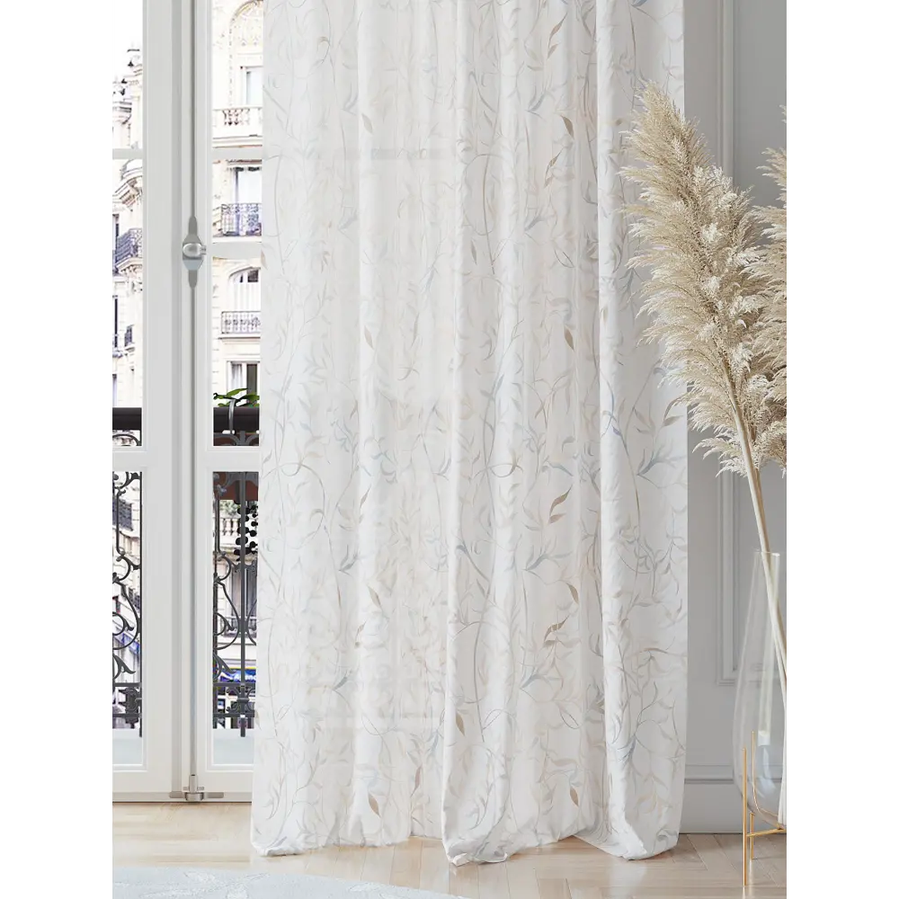 Фото 3 Тюль на ленте At Home Норкверс 150x260 см вуаль цвет серебристый/серый/коричневый/черный AA542133