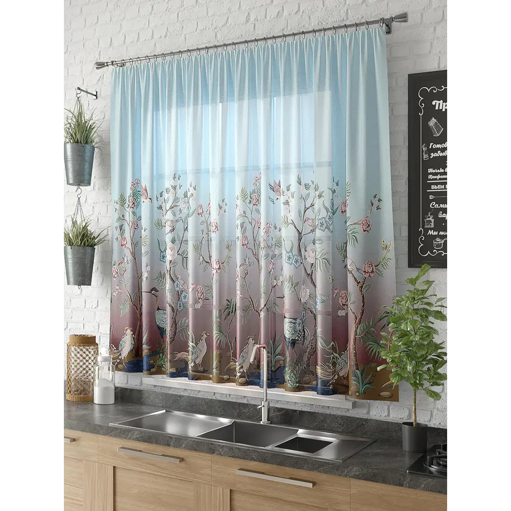 Фото Тюль на ленте At Home Лировнис 300x150 см вуаль цвет синий/коричневый/голубой/зеленый/фиолетовый AA533428 Фото Тюль на ленте At Home Лировнис 300x150 см вуаль цвет синий/коричневый/голубой/зеленый/фиолетовый AA533428