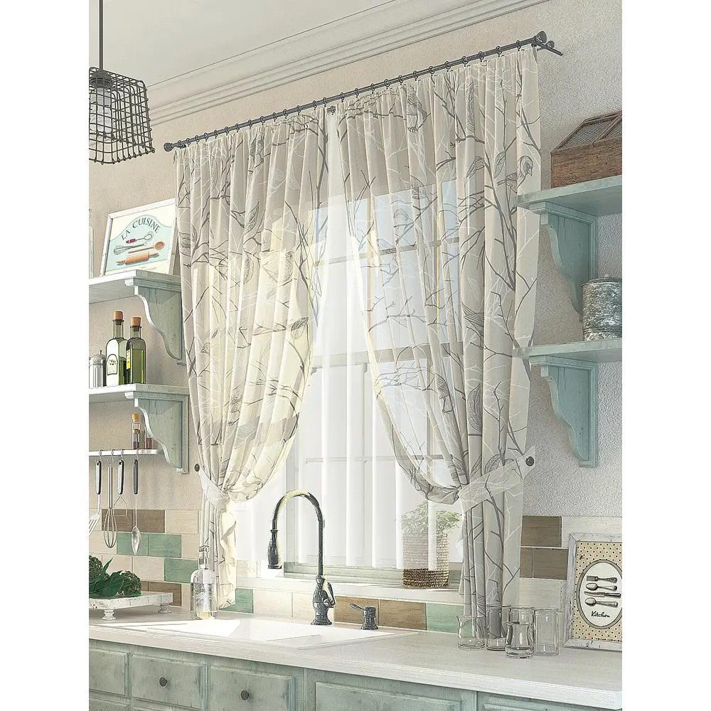 Фото Тюль на ленте At Home Кайлос 150x180 см вуаль цвет белый/коричневый/черный AA976013 Фото Тюль на ленте At Home Кайлос 150x180 см вуаль цвет белый/коричневый/черный AA976013