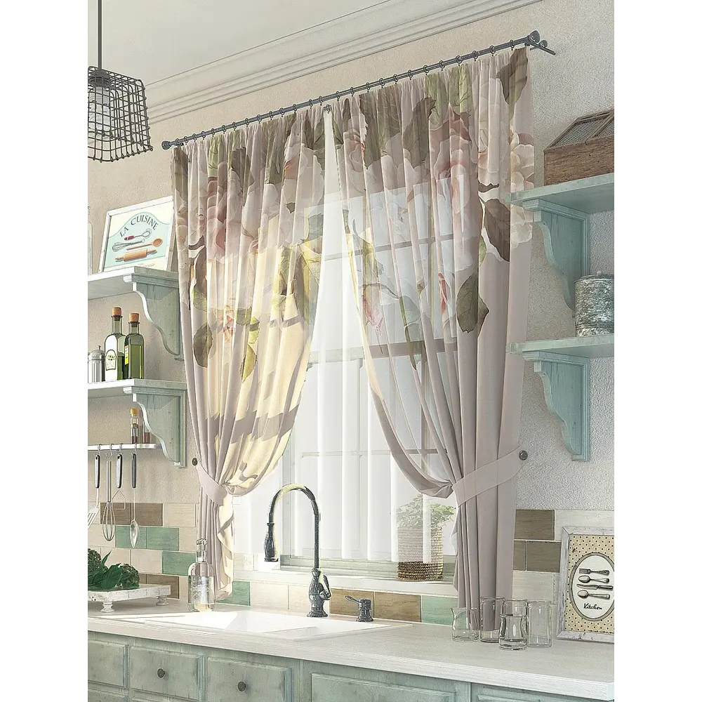 Фото Тюль на ленте At Home Файсти 150x180 см вуаль цвет коричневый/розовый/зеленый AA976037 Фото Тюль на ленте At Home Файсти 150x180 см вуаль цвет коричневый/розовый/зеленый AA976037