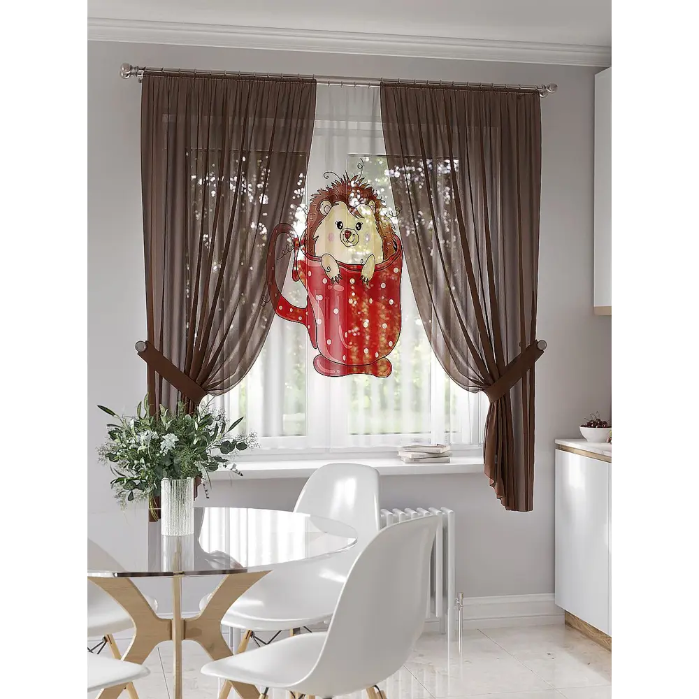 Фото Тюль на ленте At Home Лирсинт 145x180 см вуаль цвет белый/бежевый/красный AA550027 Фото Тюль на ленте At Home Лирсинт 145x180 см вуаль цвет белый/бежевый/красный AA550027