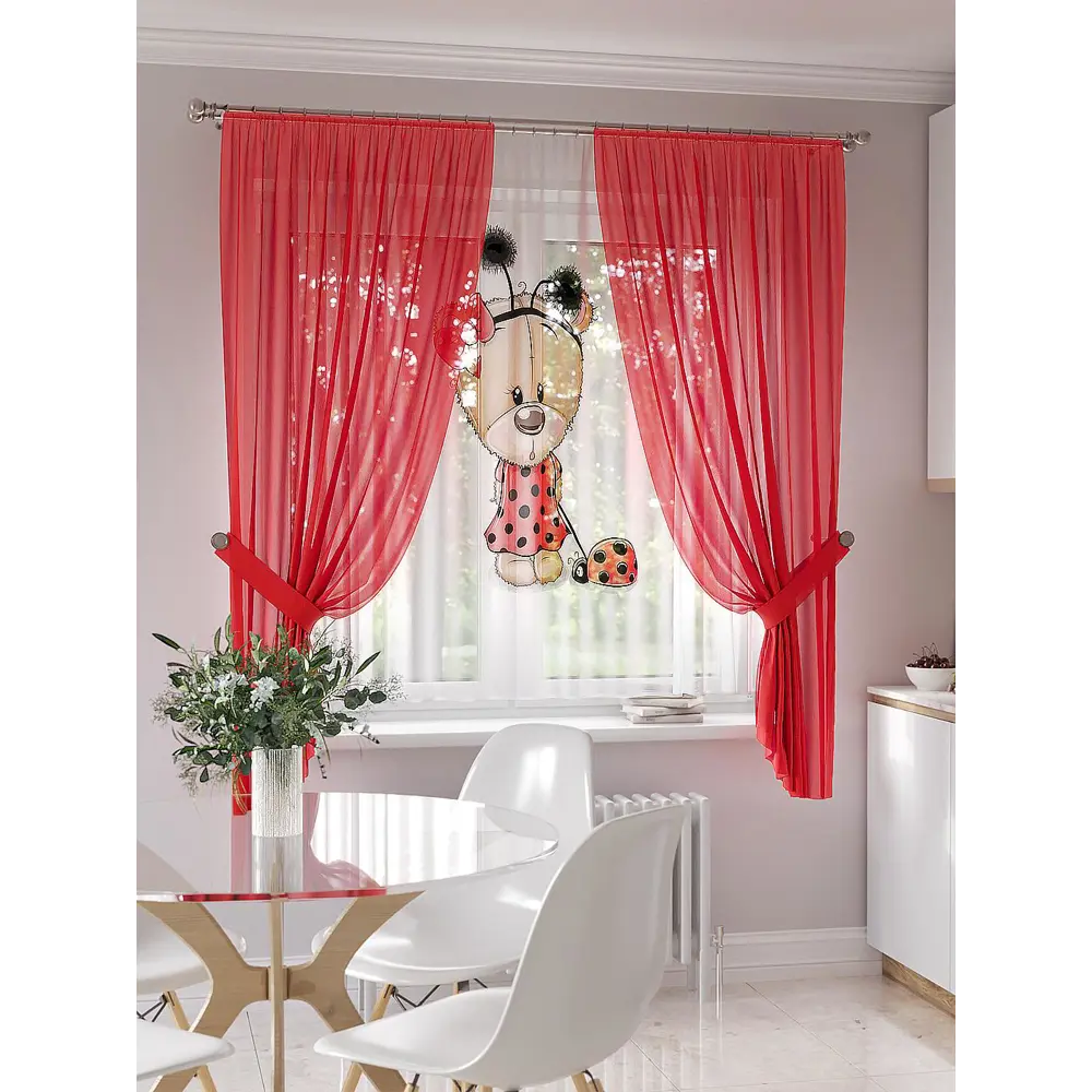 Фото Тюль на ленте At Home Нертинс 145x180 см вуаль цвет белый/бежевый/черный AA550105