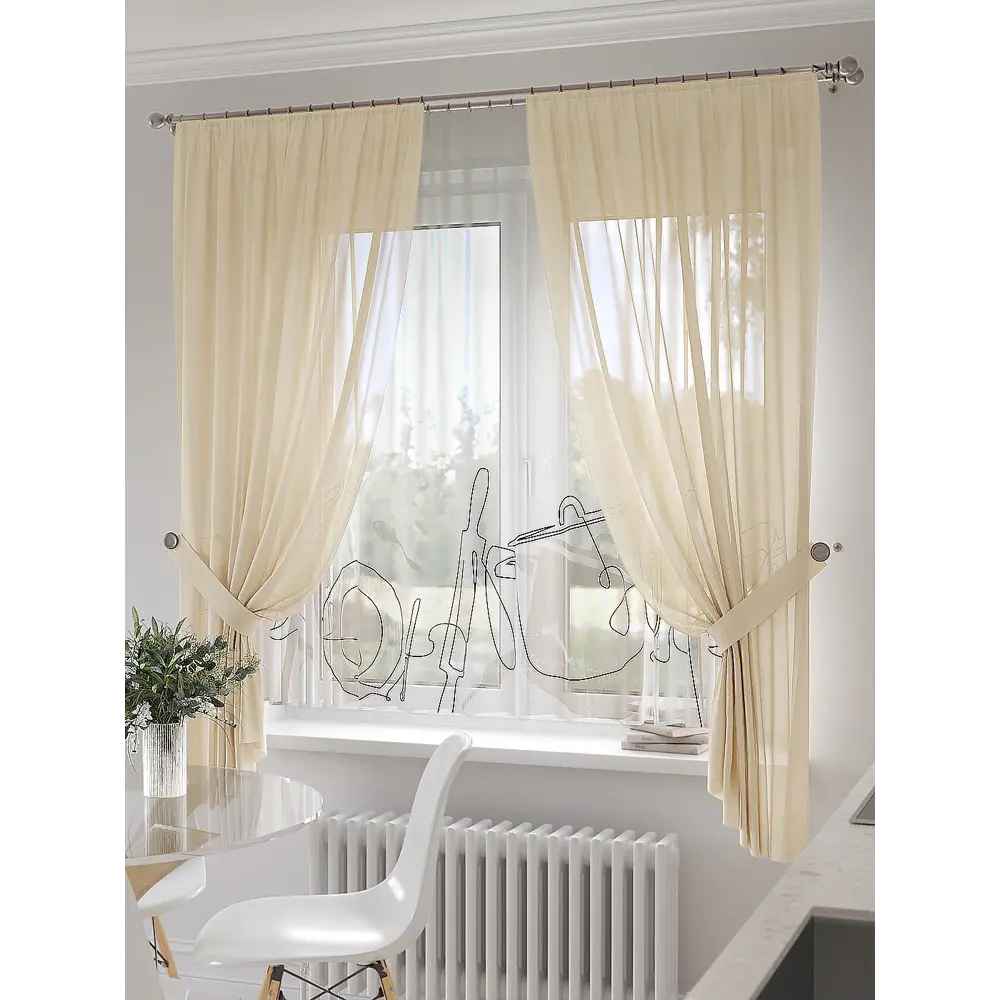 Фото 3 Тюль на ленте At Home Кирминс 145x180 см вуаль цвет белый/бежевый/золотой AA550225 Фото 3 Тюль на ленте At Home Кирминс 145x180 см вуаль цвет белый/бежевый/золотой AA550225