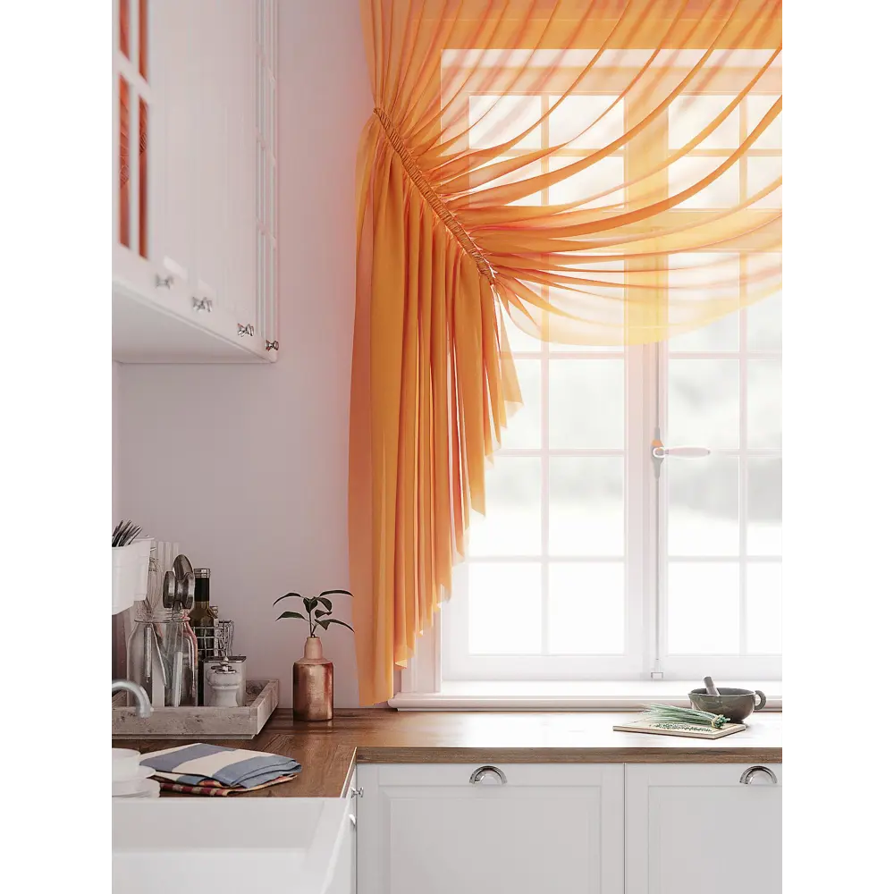 Фото 4 Тюль на ленте At Home Тициния 300x180 см вуаль цвет оранжевый AA124054 Фото 4 Тюль на ленте At Home Тициния 300x180 см вуаль цвет оранжевый AA124054