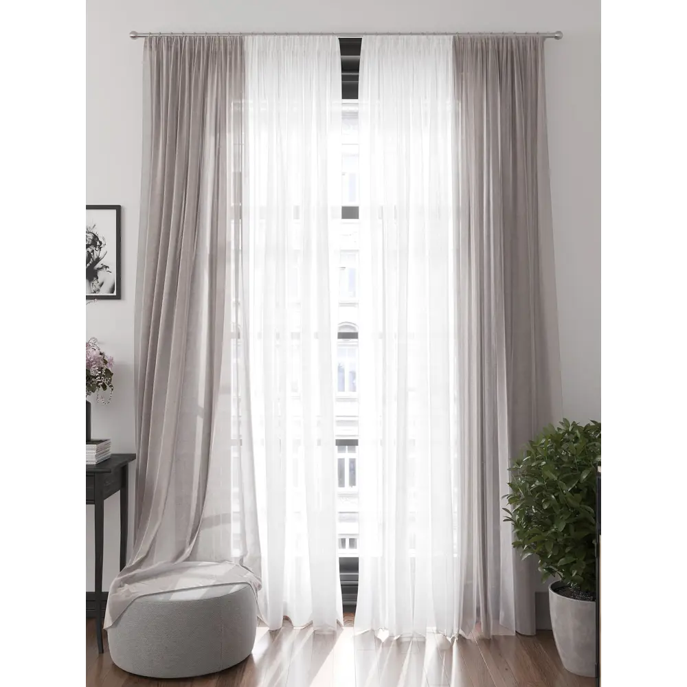 Фото 4 Тюль на ленте At Home Хлои 200x260 см вуаль цвет серебристый/белый/серый AA123114-260 Фото 4 Тюль на ленте At Home Хлои 200x260 см вуаль цвет серебристый/белый/серый AA123114-260