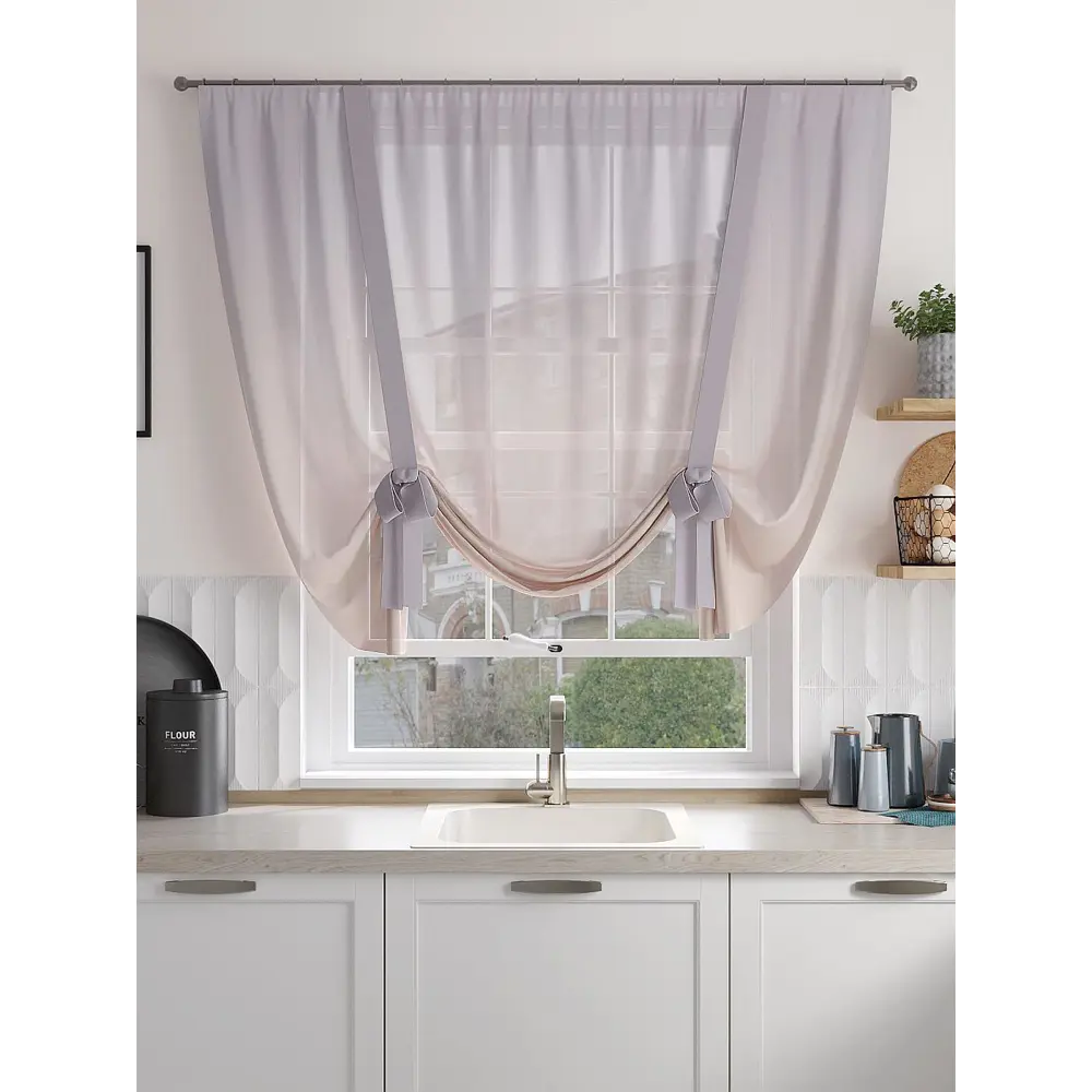 Фото 3 Тюль на ленте At Home Рангверис 150x150 см вуаль цвет фиолетовый AA518139