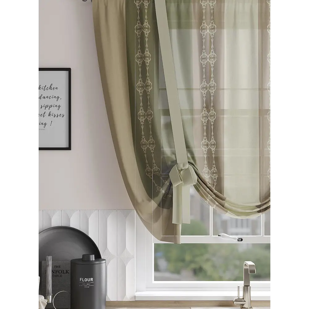 Фото 2 Тюль на ленте At Home Рантвиол 150x150 см вуаль цвет зеленый AA518213