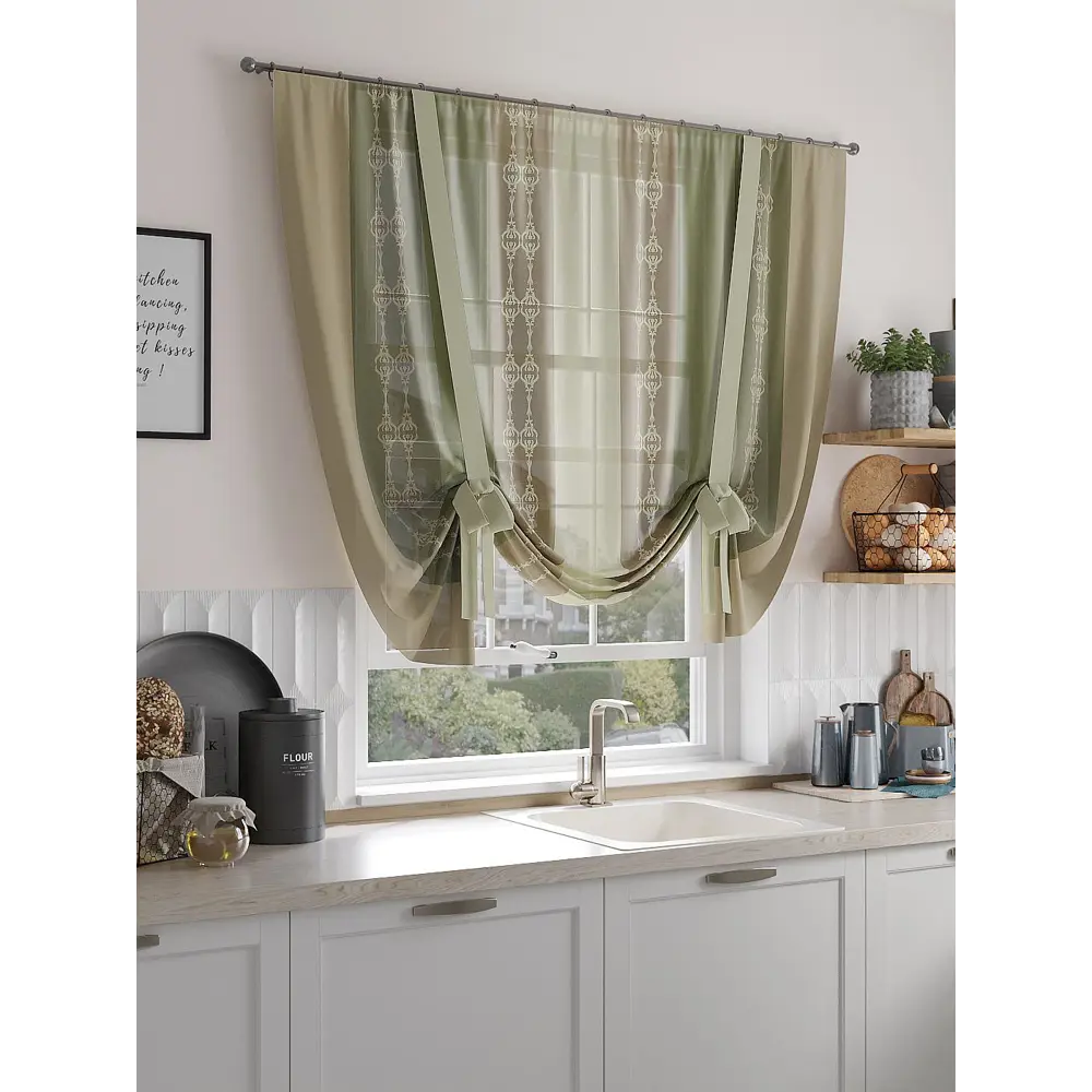 Фото Тюль на ленте At Home Рантвиол 150x150 см вуаль цвет зеленый AA518213