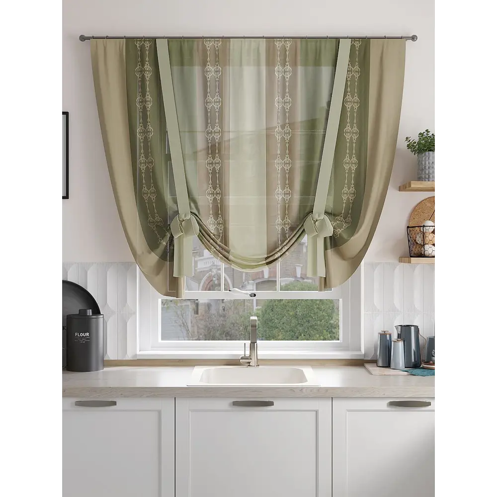 Фото 3 Тюль на ленте At Home Рантвиол 150x150 см вуаль цвет зеленый AA518213