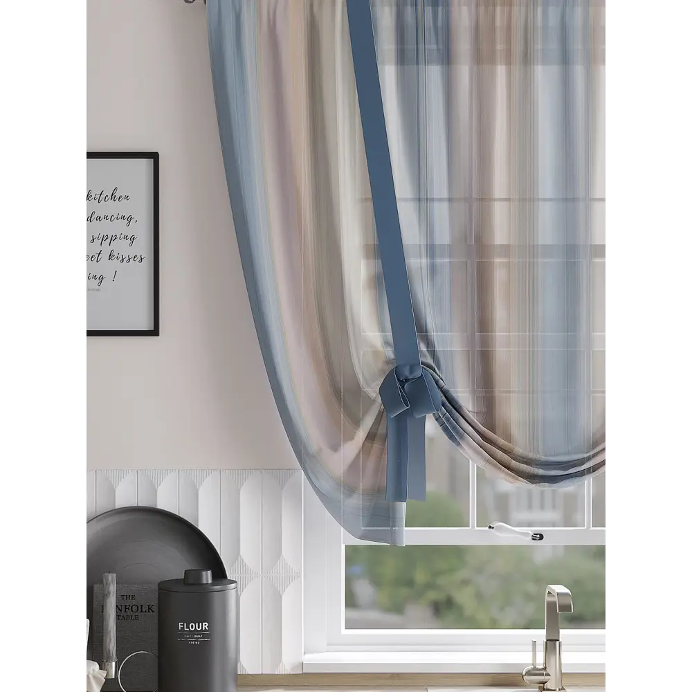 Фото 2 Тюль на ленте At Home Рилитанвис 150x150 см вуаль цвет синий/голубой AA518219