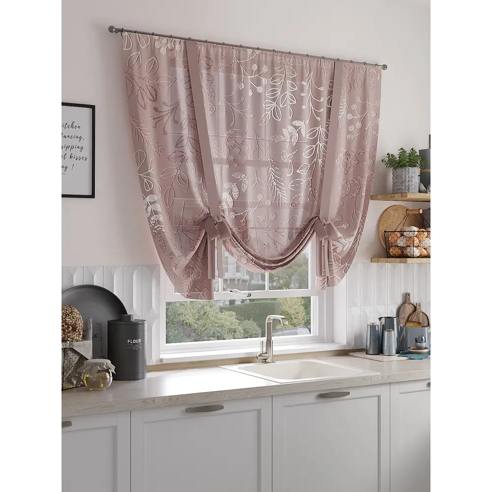 Фото Тюль на ленте At Home Тенмиарис 150x150 см вуаль цвет белый/розовый AA518226