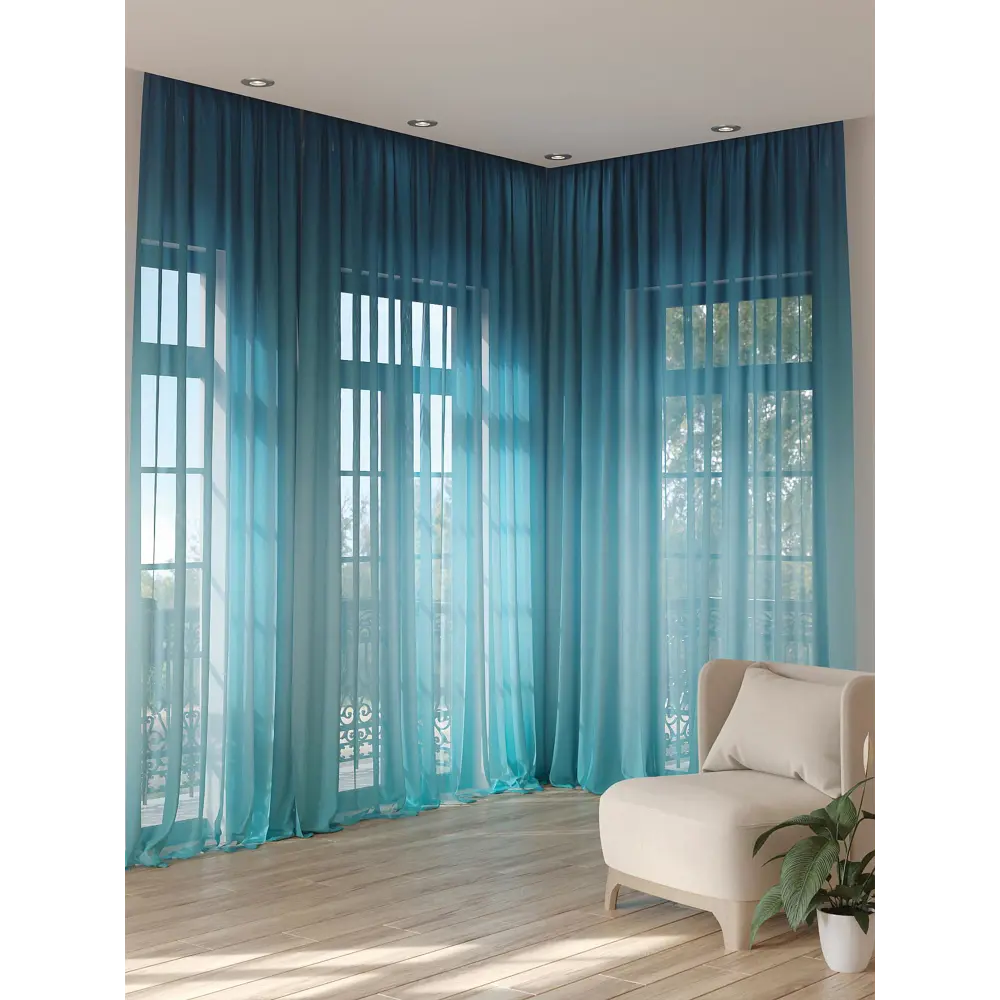 Фото 3 Тюль на ленте At Home Фенмиракс 150x280 см вуаль цвет голубой/бирюзовый AA974214 Фото 3 Тюль на ленте At Home Фенмиракс 150x280 см вуаль цвет голубой/бирюзовый AA974214