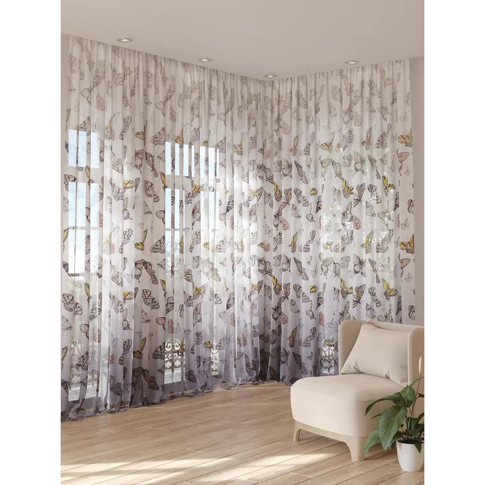 Фото 3 Тюль на ленте At Home Батринфел 150x280 см вуаль цвет серый AA974238 Фото 3 Тюль на ленте At Home Батринфел 150x280 см вуаль цвет серый AA974238