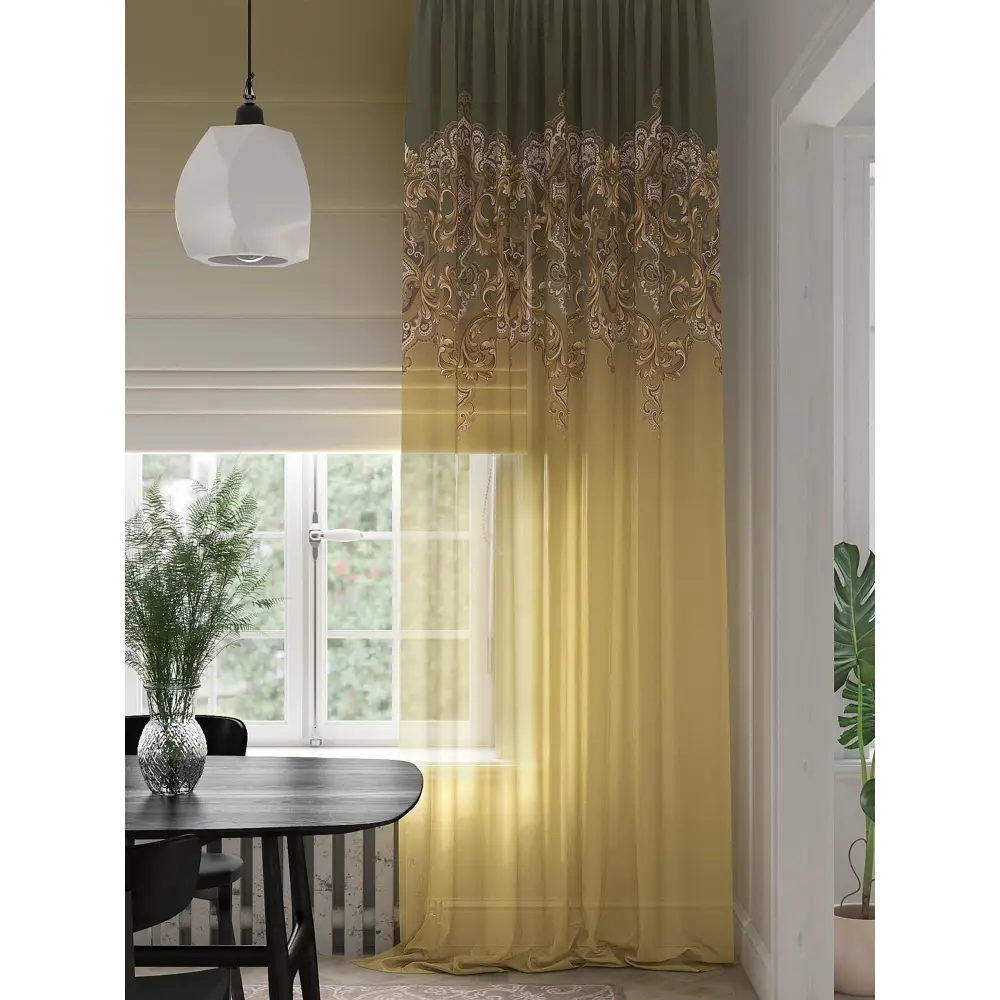 Фото 4 Тюль на ленте At Home Таминкос 150x280 см вуаль цвет коричневый/золотой AA974242