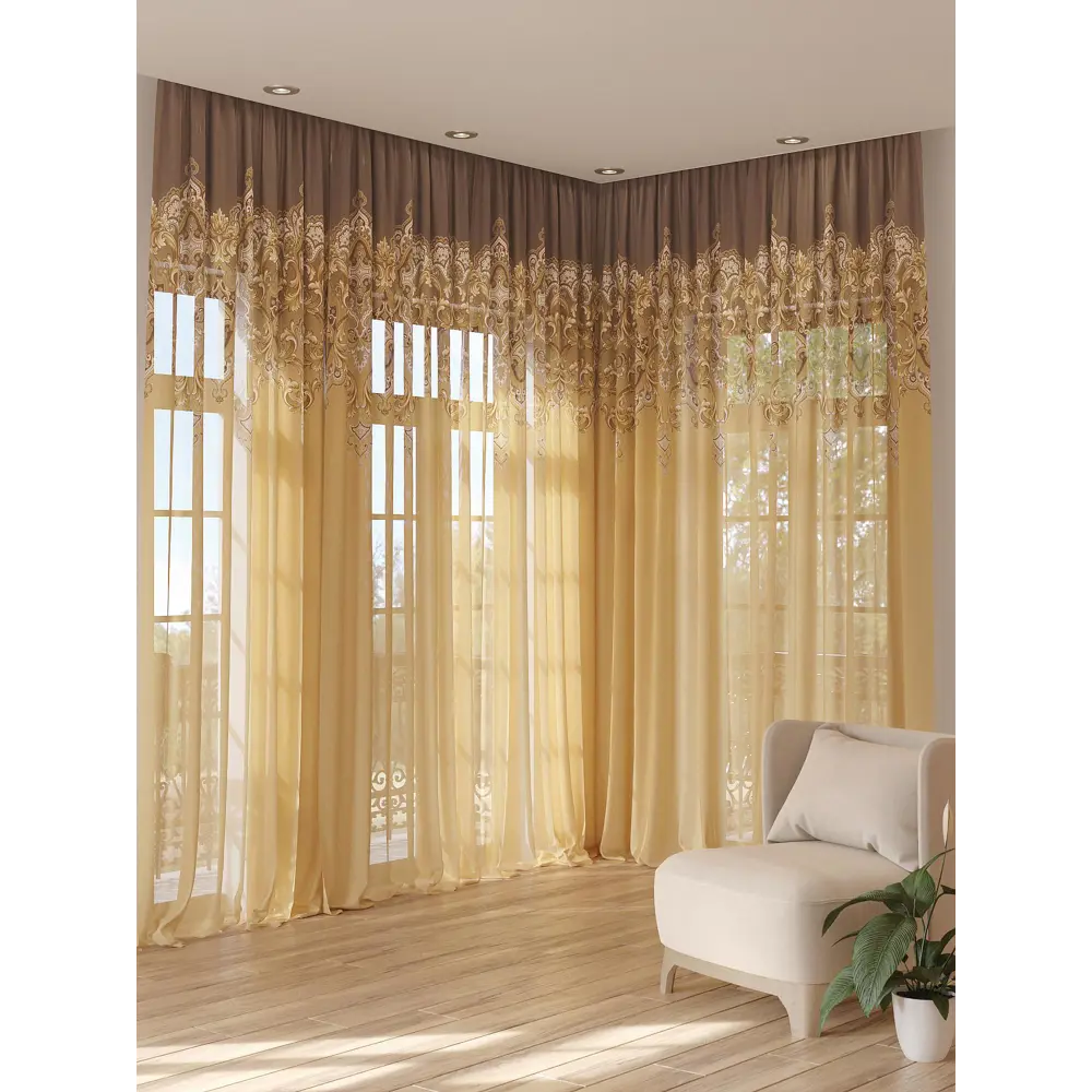 Фото 3 Тюль на ленте At Home Ронфирсон 150x280 см вуаль цвет оранжевый/золотой AA974244
