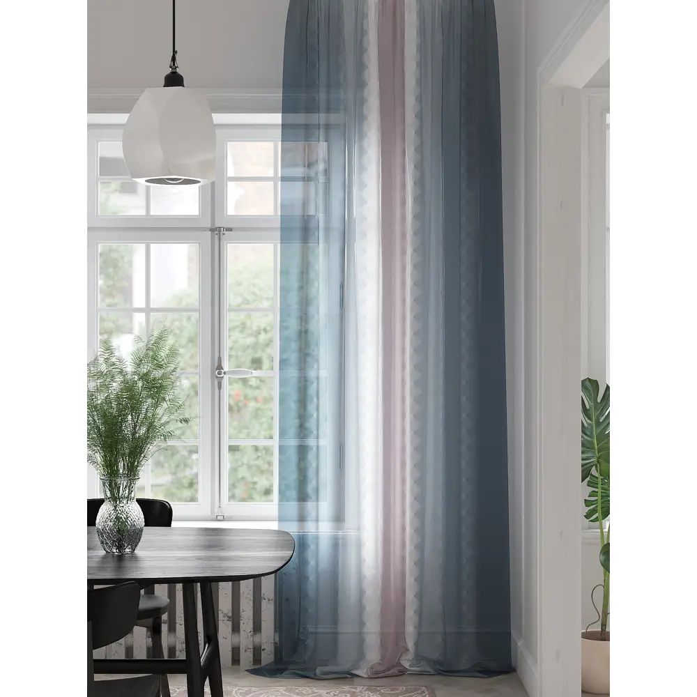 Фото Тюль на ленте At Home Тименкрис 150x280 см вуаль цвет синий/розовый/голубой AA974178