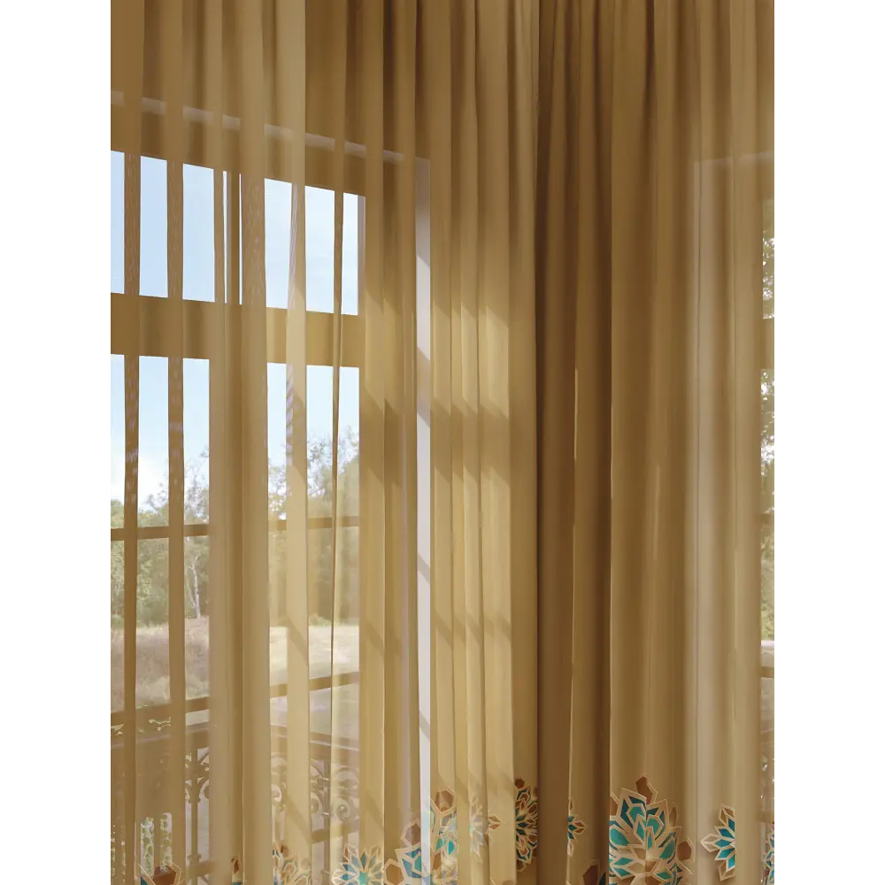 Фото 2 Тюль на ленте At Home Ронфирот 150x280 см вуаль цвет бирюзовый/золотой AA974301