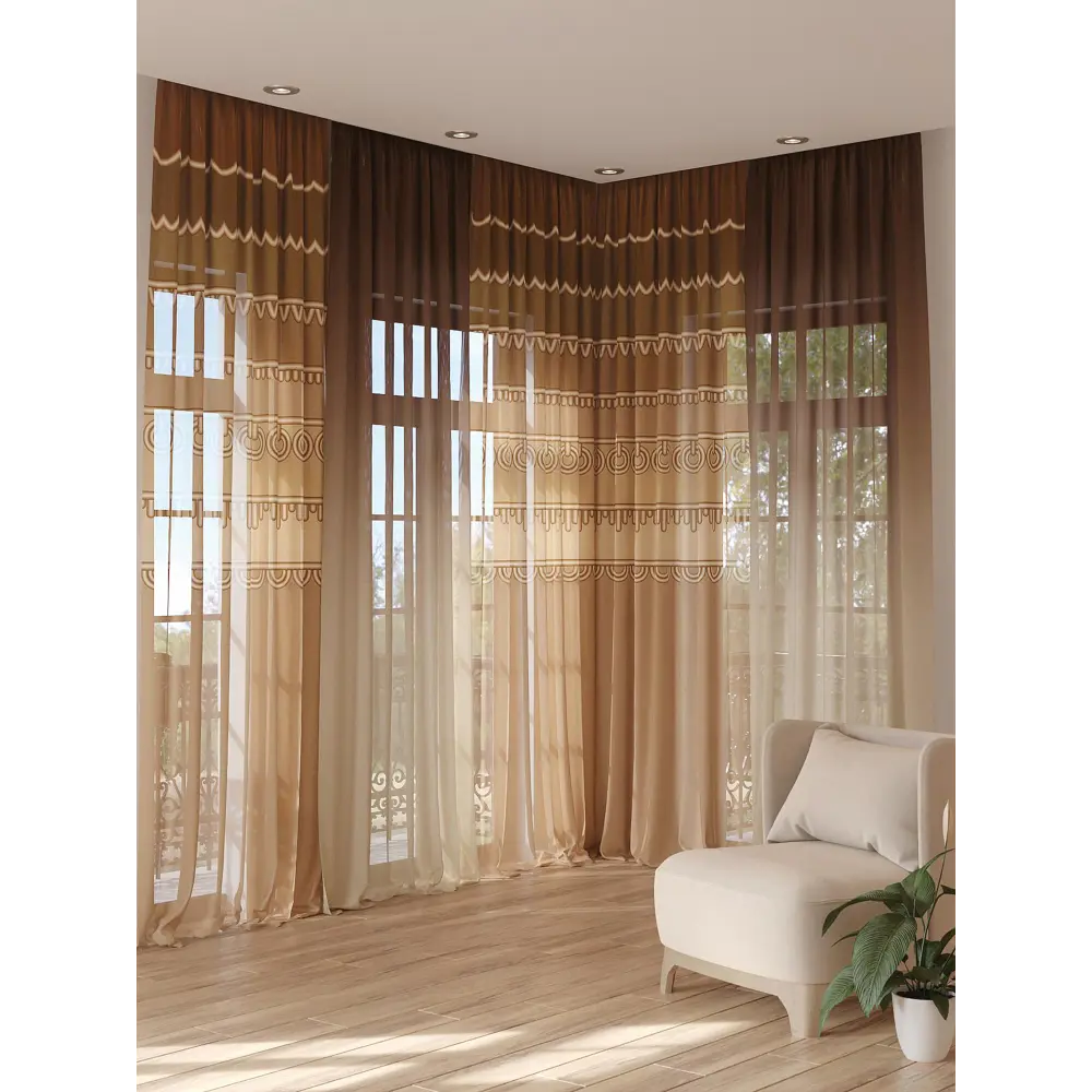 Фото 3 Тюль на ленте At Home Ренирсон 150x280 см вуаль цвет коричневый AA974303