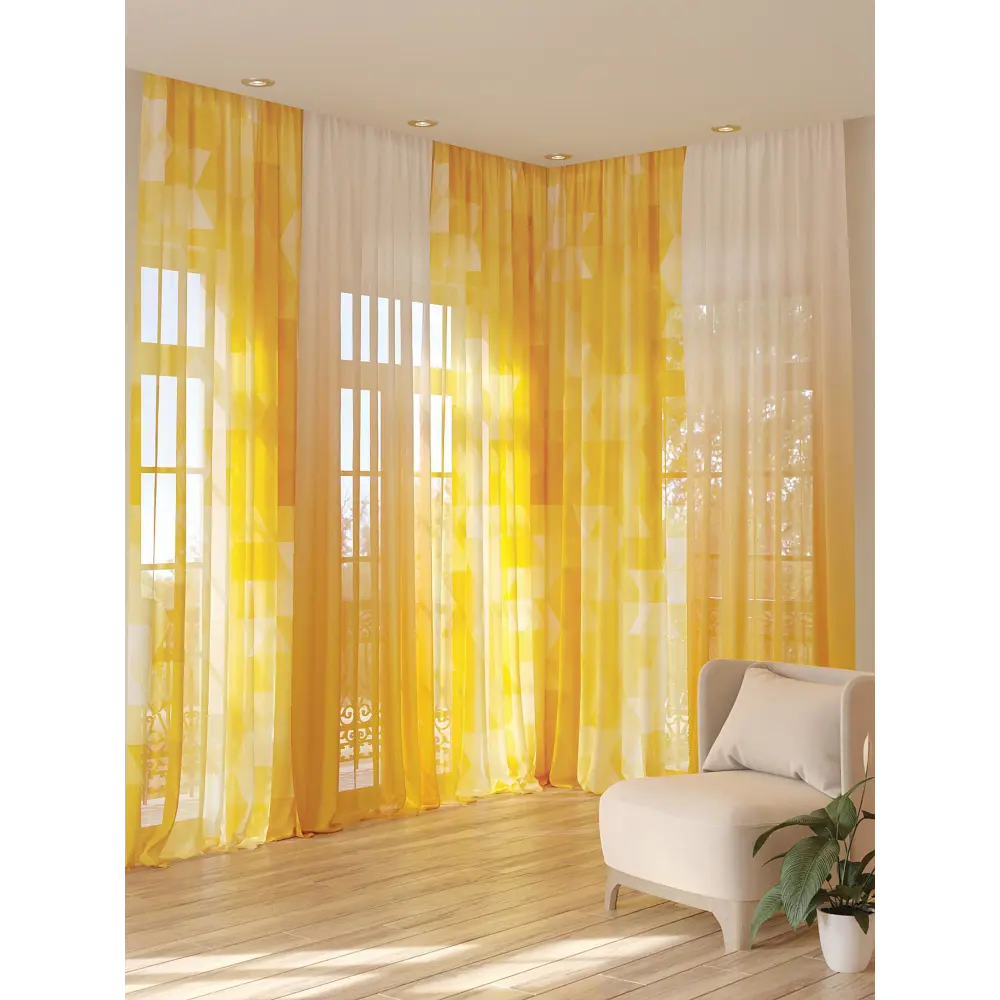 Фото 3 Тюль на ленте At Home Лихонвис 150x280 см вуаль цвет оранжевый AA974321