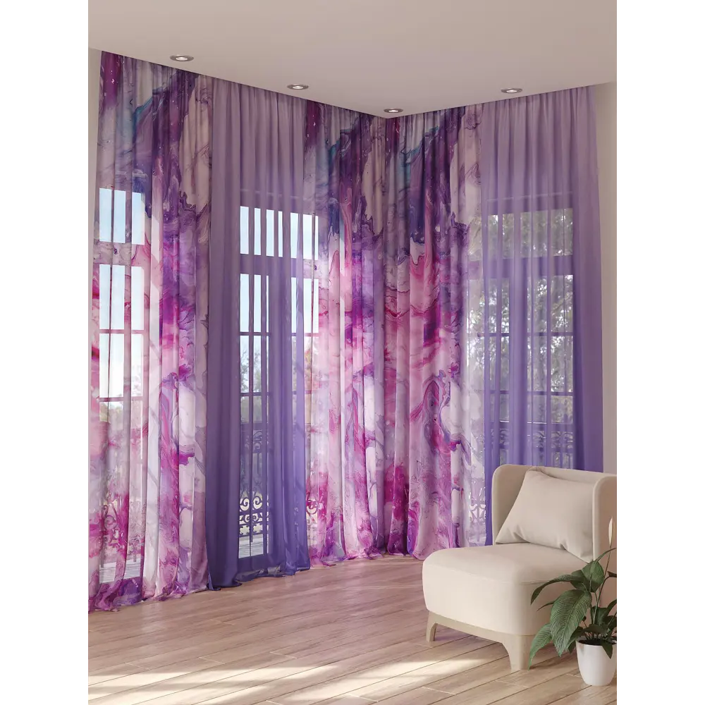 Фото 3 Тюль на ленте At Home Скаминерс 150x280 см вуаль цвет розовый/фиолетовый AA974272 Фото 3 Тюль на ленте At Home Скаминерс 150x280 см вуаль цвет розовый/фиолетовый AA974272