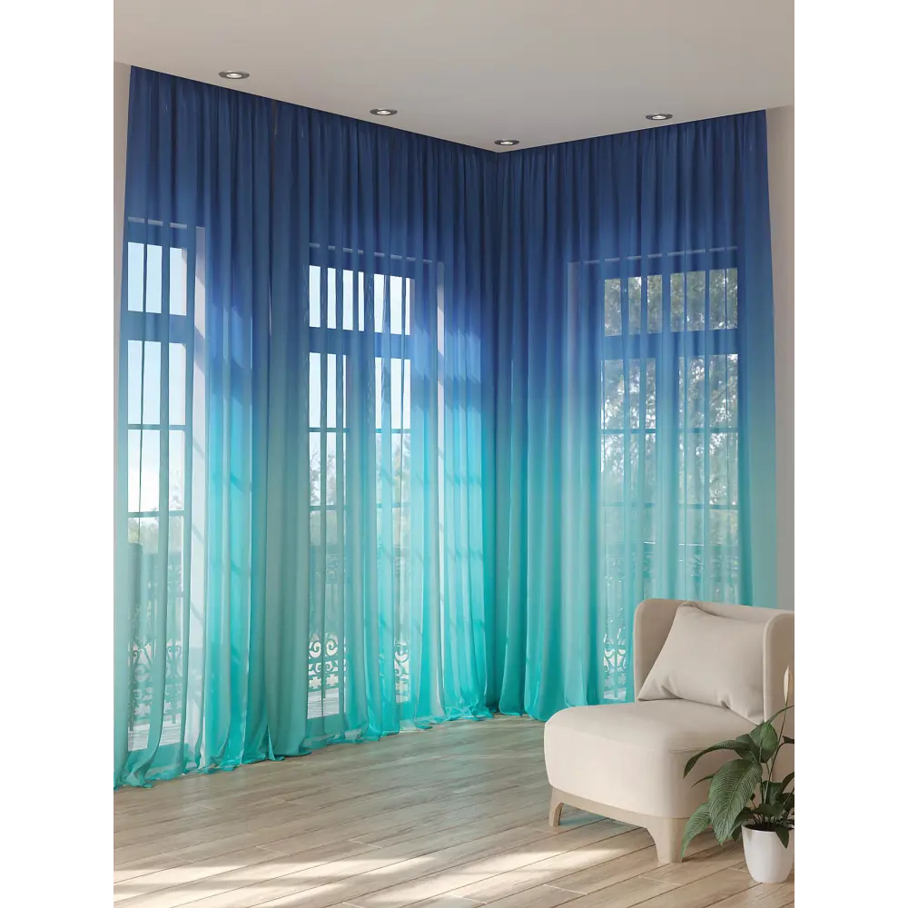 Фото 3 Тюль на ленте At Home Тенмирсот 150x280 см вуаль цвет бирюзовый AA974362 Фото 3 Тюль на ленте At Home Тенмирсот 150x280 см вуаль цвет бирюзовый AA974362