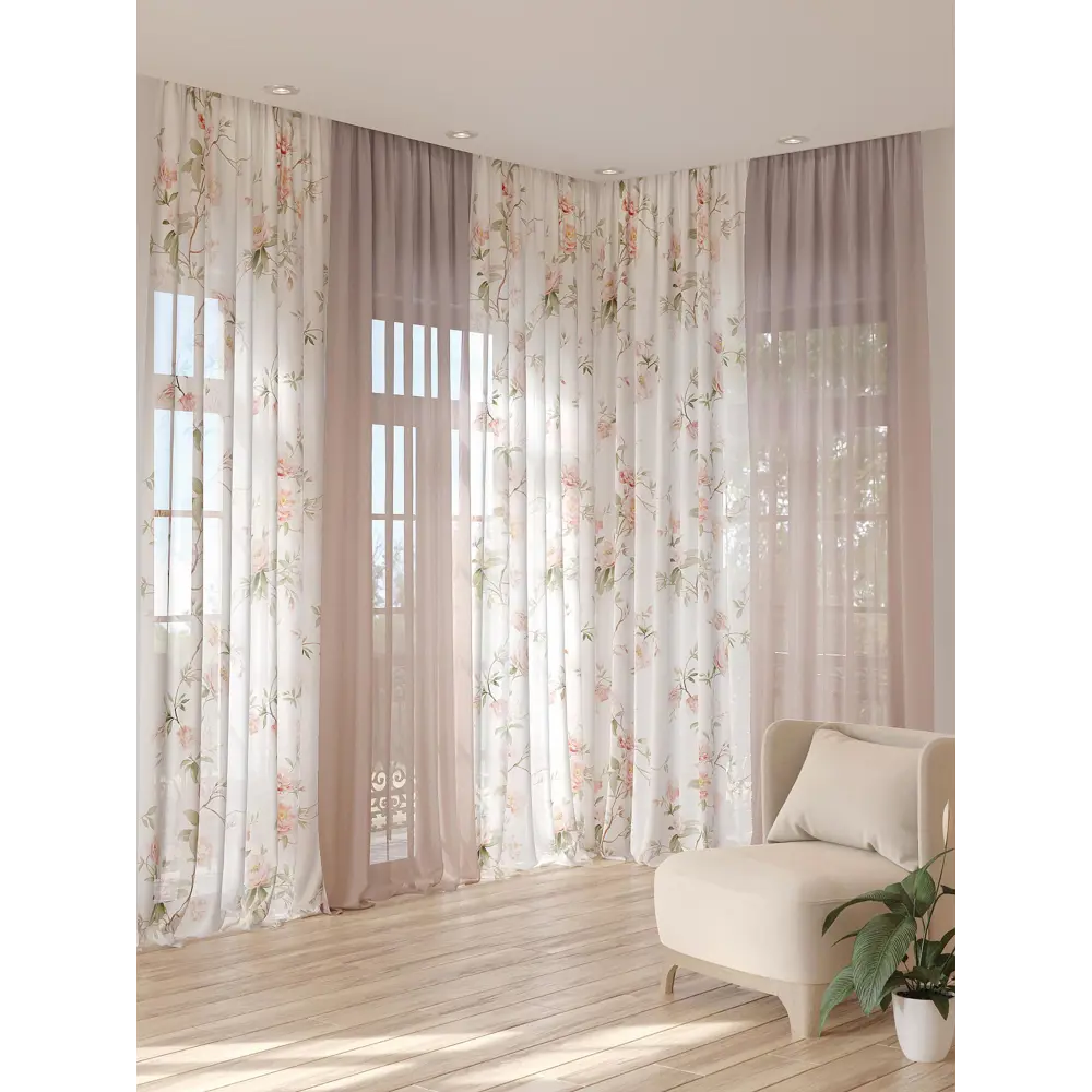 Фото 3 Тюль на ленте At Home Флемонкес 150x280 см вуаль цвет коричневый/зеленый AA974423 Фото 3 Тюль на ленте At Home Флемонкес 150x280 см вуаль цвет коричневый/зеленый AA974423