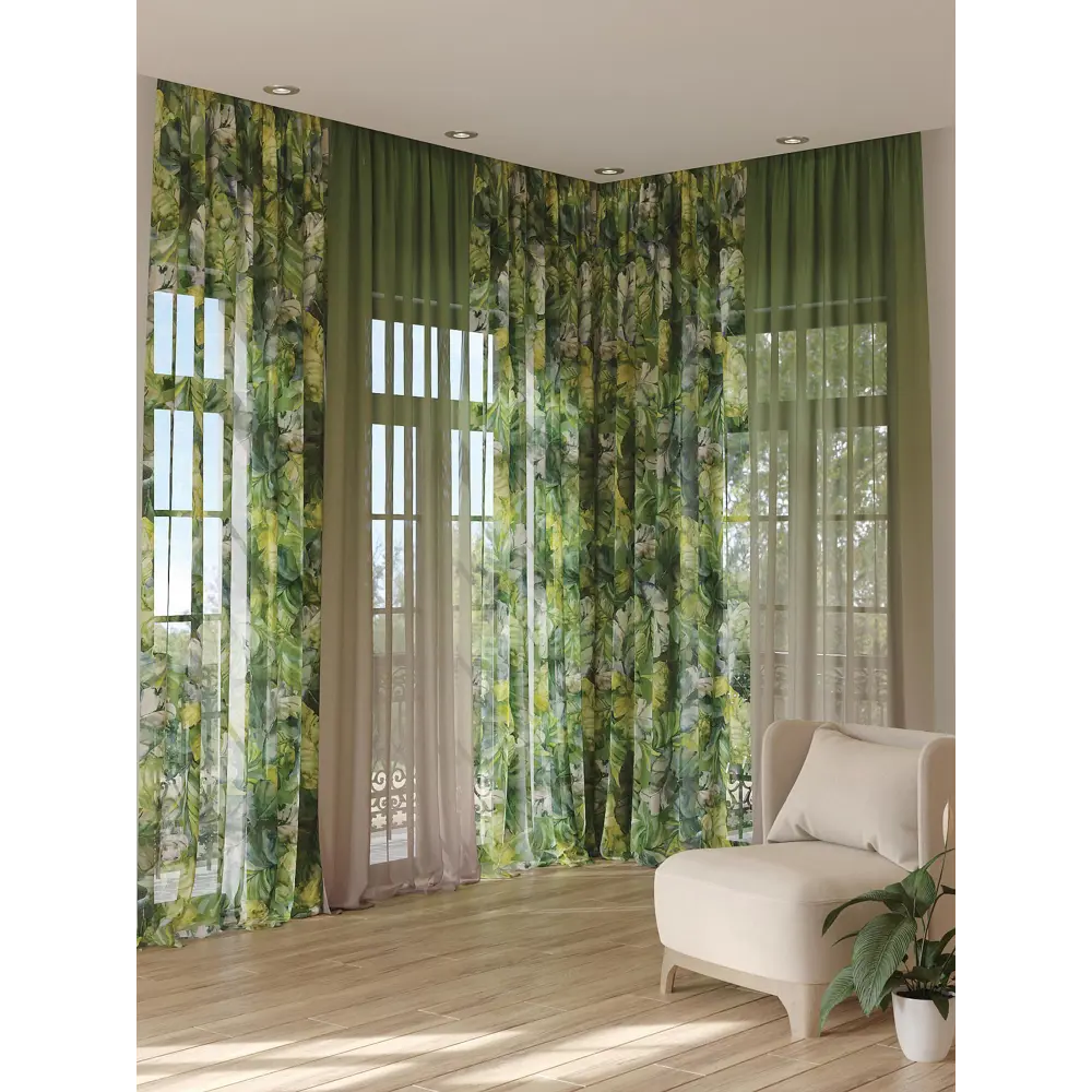 Фото 3 Тюль на ленте At Home Фекрист 150x280 см вуаль цвет желтый AA974421