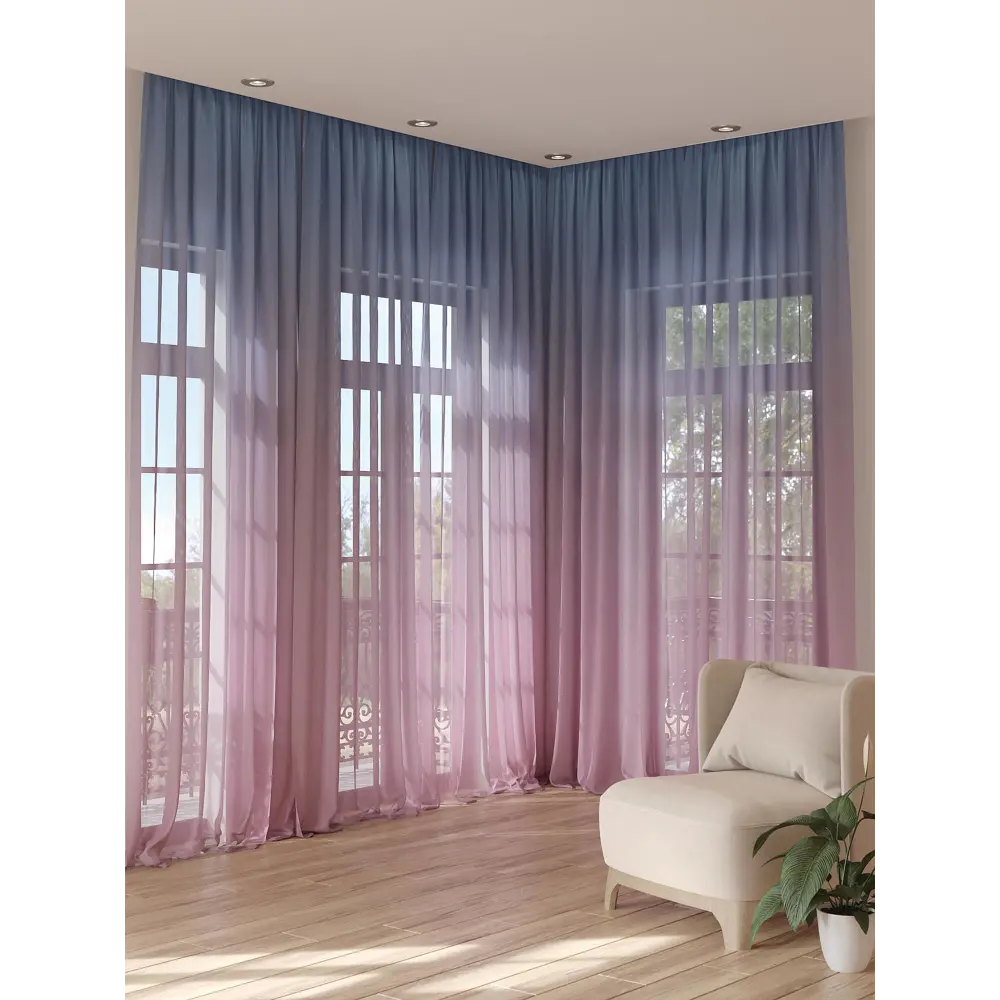 Фото 3 Тюль на ленте At Home Сеникрас 150x280 см вуаль цвет синий/серый/голубой AA974365 Фото 3 Тюль на ленте At Home Сеникрас 150x280 см вуаль цвет синий/серый/голубой AA974365