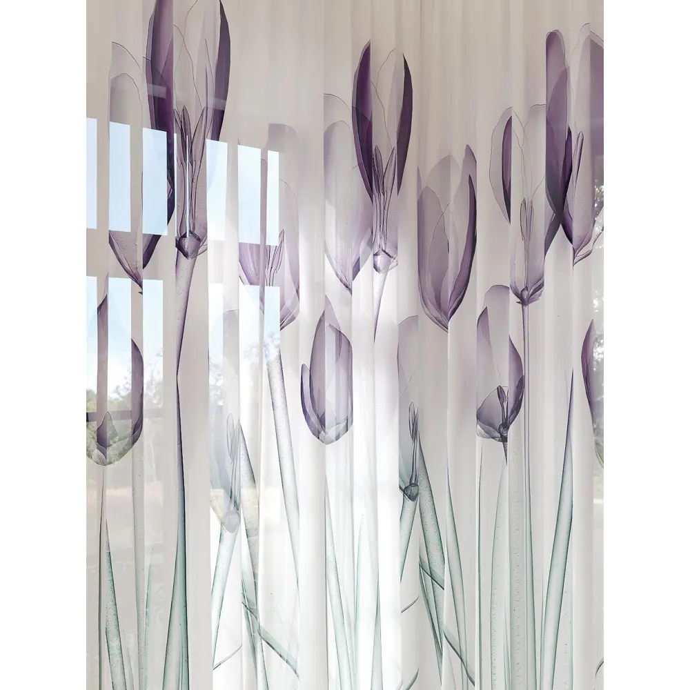 Фото 2 Тюль на ленте At Home Риментол 150x280 см вуаль цвет зеленый/фиолетовый AA974456 Фото 2 Тюль на ленте At Home Риментол 150x280 см вуаль цвет зеленый/фиолетовый AA974456