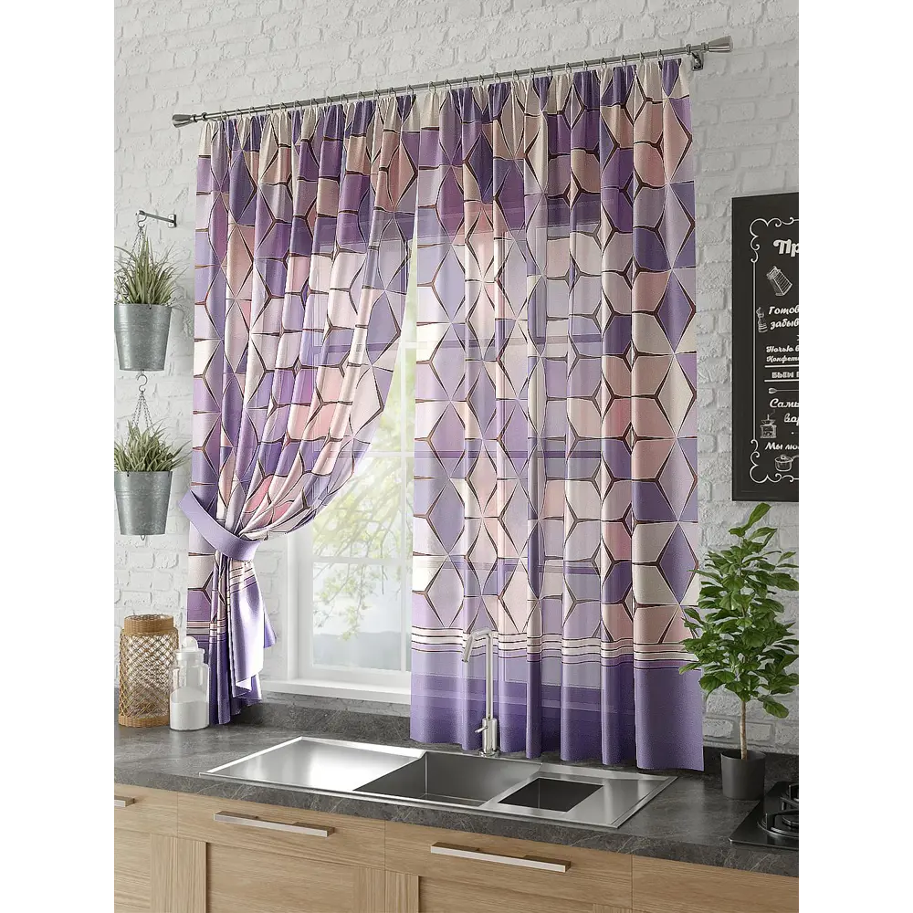 Фото Тюль на ленте At Home Сьюзин 150x180 см вуаль цвет фиолетовый AA930357 Фото Тюль на ленте At Home Сьюзин 150x180 см вуаль цвет фиолетовый AA930357