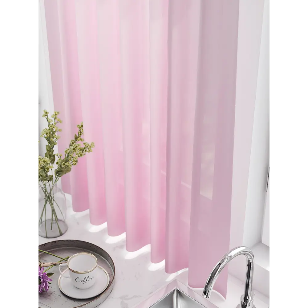 Фото 2 Тюль на ленте At Home Хонфирсот 150x180 см вуаль цвет розовый AA930633