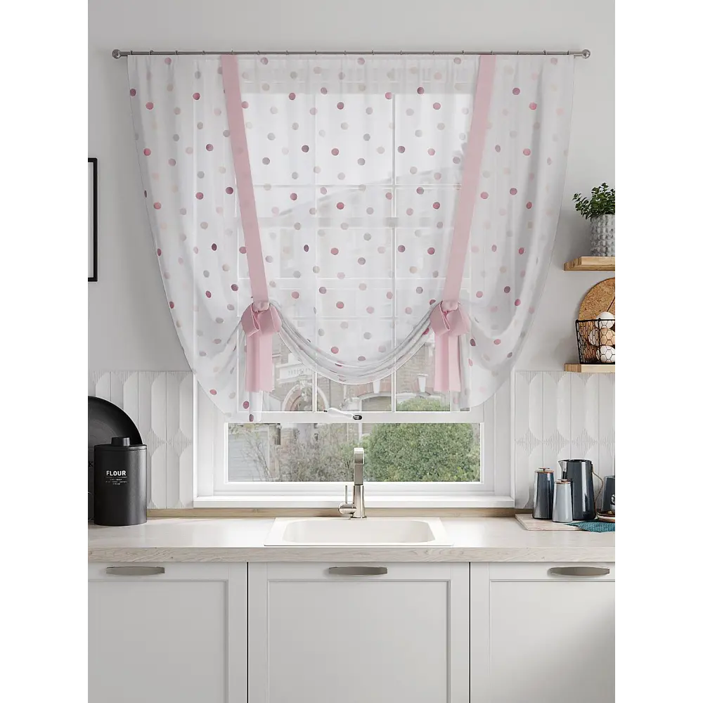 Фото 2 Тюль на ленте At Home Некорил 150x150 см вуаль цвет розовый AA518039 Фото 2 Тюль на ленте At Home Некорил 150x150 см вуаль цвет розовый AA518039